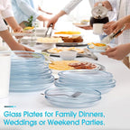 NUTRIUPS 6 Pack 7in Small Glass Plates - with Lipped Edge - Clear Glass Plate, Tempered Glass Plates Set of 6, Clear Dessert Plate, Dishwasher & Microwave Safe