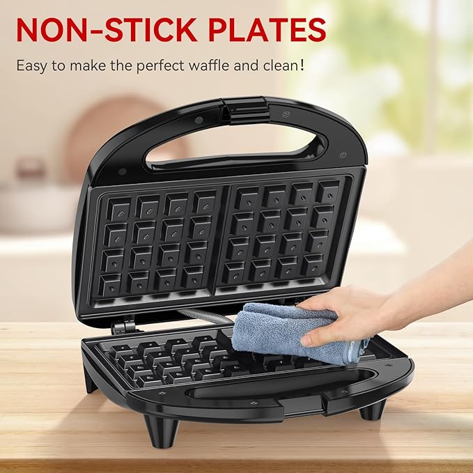 OSTBA Waffle Maker, 2 Slice Non-Stick Waffle Iron, Belgian Waffle Machine with Indicator Lights, PFOA Free, Perfect for Breakfast and Snacks, 750W