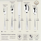 Hammered Silverware Set, 30-Piece Flatware Cutlery Set Service for 6, Modern Heavy Duty Design, 18/10 Stainless Steel Utensils, Dishwasher Safe