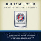 Heritage Pewter Marines Double Old Fashion- Eagle Globe & Anchor | Double Rocks Glass 14 OZ for Liquor | Expertly Crafted Pewter Glass