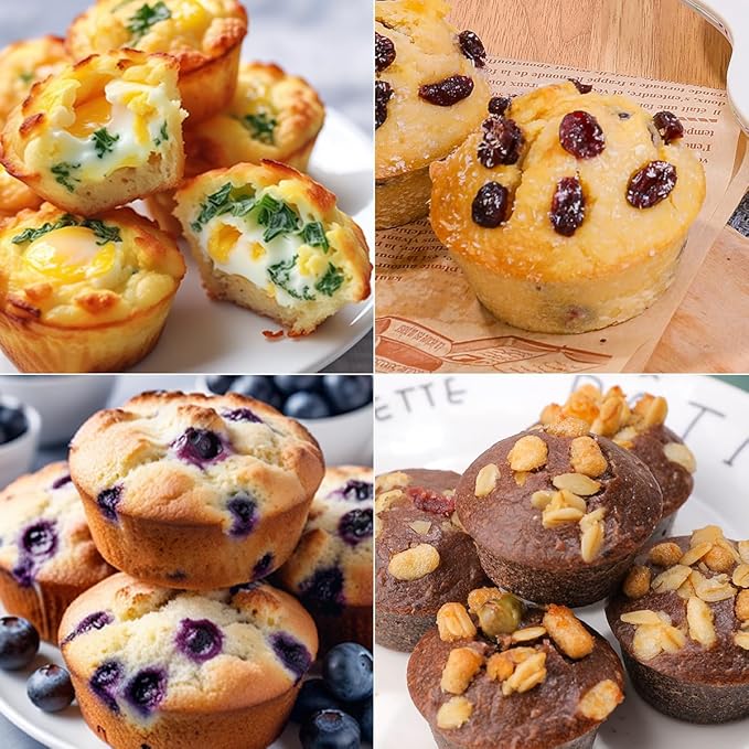 Silicone Muffin Pans for Baking, Metal Reinforced Frame Regular 12 Cups & Mini 24 Cups Cupcake Pan Set Nonstick Muffin Pan for Homemade Baking Easy to Handle