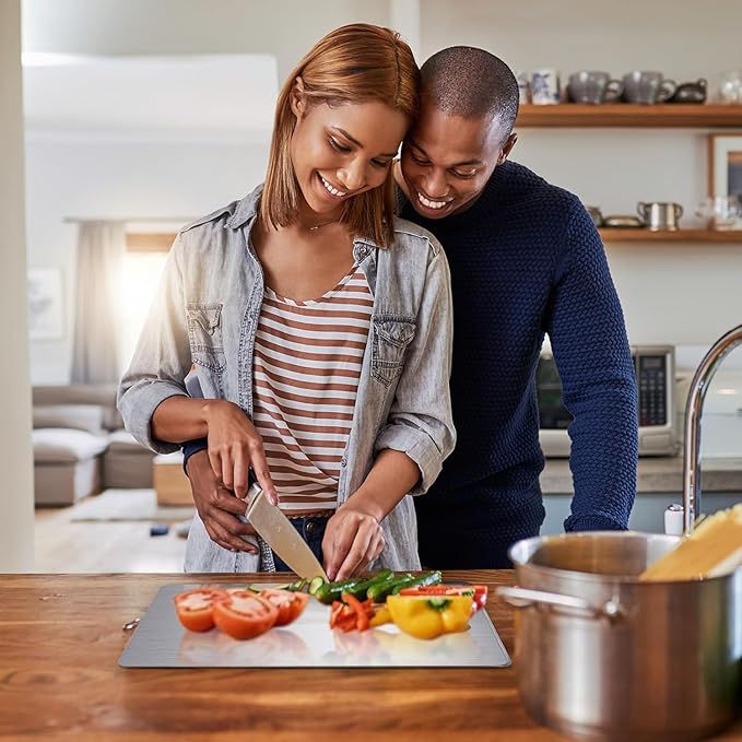 Titanium Cutting Board, 100% Pure Titanium Cutting Boards for Kitchen, Double-sided Food Grade Cutting Boards Non Toxic, Chopping Board Dishwasher Safe for Cutting Meat Vegetable Fruit(12L*8W)