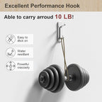 Wall Hooks for Coat and Towel: 13LB Adhesive Door Hanger Stick on, Silver 6 Pack