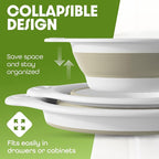 Collapsible Colanders (2 Pack Set) Food Strainers with Over-Sink Water Draining Base for Pasta Fruits and Vegetables (4 and 5 Quart) - White Beige