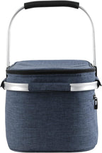 ALLCAMP OUTDOOR GEAR Large Picnic Basket 32L Shopping Basket Grocery Bags Folding Insulated Strong Frame Basket (Large Blue)