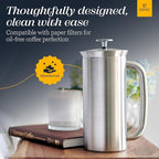 ESPRO P7 French Press Coffee Maker - Double-Walled Stainless Steel Insulated with Micro-Filter, 32 Ounces, Brushed Stainless Steel