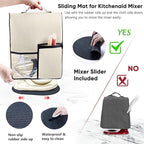 BAGSPRITE Stand Mixer Cover with Applicance Slider for KitchenAid 4.5/5 Quart Bowl Lift Mixers – Kitchen Appliance Dust Cover with Pockets for Kitchen Aid Accessories and Attachments