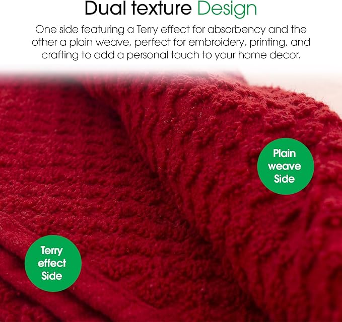 DG Collections Terry Dish Towels, 100% Cotton Kitchen Towels, Set of 8 (15x25 inch) Hand Towels - 400 GSM, Absorbent Terry Cloth Dish Towels for Kitchen, Soft Tea Towels - Red Color