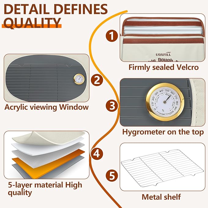 Folding Bread Proofing Box with Temp Control(50-122℉) & 48H Timer, Dough Proofer with Metal Rack, Proofing Box for Sourdough, Bread Baking, Pizza, Yogurt, Kombucha, Space-Saving & Easy to Use