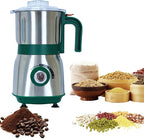 Electric Spice and Nut Grinders - 3 Stainless Steel Blades, 1 Filter, 1 Brush - 500W Grinder for Kitchen Dry Use (Green）