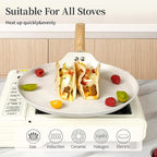 Nonstick Crepe Pan, Granite Coating Flat Skillet Dosa Tawa Tortilla Pan, 10 inch White Pancake Griddle Roti Pan With Stay-Cool Handle, Induction Compatible, PFOA Free