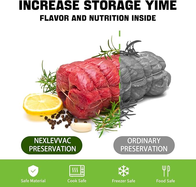 Vacuum Sealer Bags for Food,11"x20'(3 Rolls) and 8"x20'(3 Rolls) Commercial Grade Vacuum Seal Roll Bags,Food Saver Bags for Sous Vide Cooking,Meal Prep and Food Storage,BPA Free