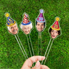 Personalized 50 Pcs Drink Stirrers With Photo Face, Custom Birthday Hat Stir Sticks, 30th - 50th Birthday Party Decorations, 70th 80th 90th Birthday Decor, Pet Birthday Cocktail Sticks DS2