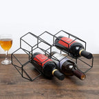 Urban Deco Small Wine Rack 9 Bottle Holder - No Need Assembly Modern Metal Wire Black Wine Storage for Countertop Table Top Coffee Bar Kitchen