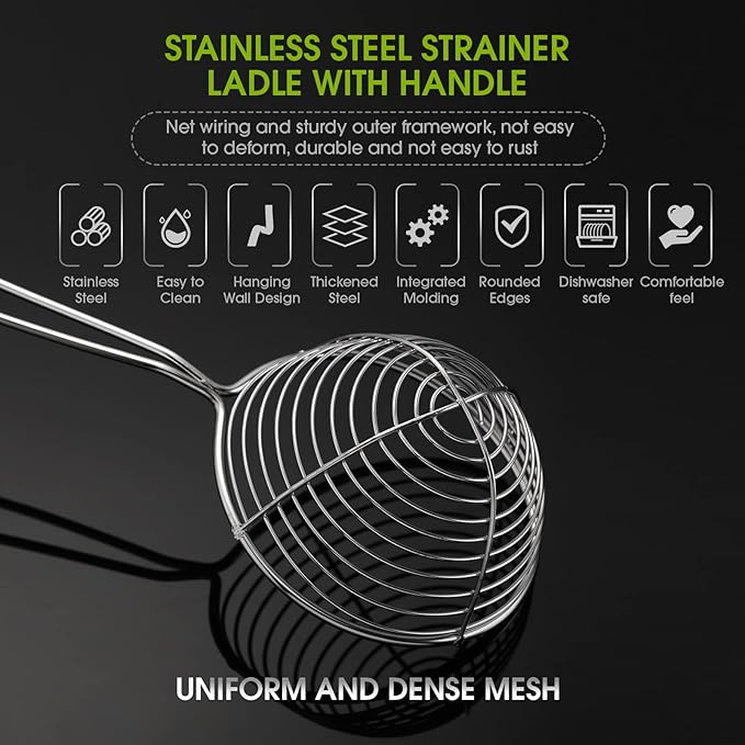 Geiserailie 10 Pieces 6 Pieces Hot Pot Kit Strainer Scoops Stainless Steel 2.5 Inch Mini Spider Strainer Skimmer Pasta Mesh Spoon Asian Skimmer Spoon Ladle with Handle for Home (Red)