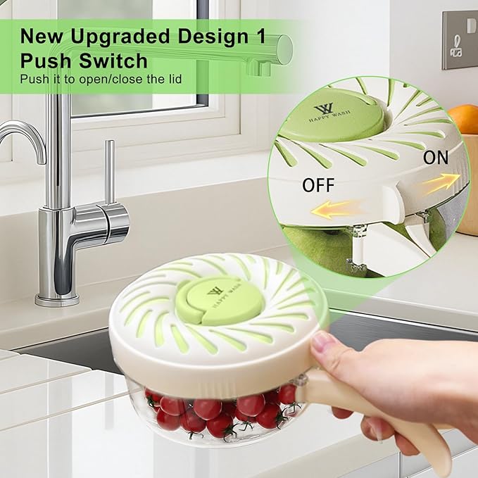 2025 New Fruit Strainer Container with Lid, 1QT(1L) 2 in 1 Drainer Basket with Foldable Handle, Multifunctional Colander for Kitchen and Camping, Suitable for Washing Berry, Vegetables, Rice