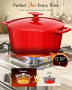 Nuwave 6QT LUX Healthy Enameled Cast Iron Dutch Oven Pot with Lid, Heavy Duty 7-Layer Enamel, Enhanced Rust Protection, Dual Handles, Oven Safe to 500°F for Sourdough Bread Baking, Braise, Stew, Roast