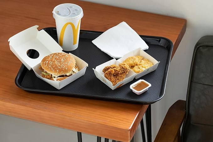 Plastic Cafeteria Trays,Fast Food Serving Trays,13"X17",Set of 6 (Black)