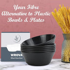 Wheat Straw Bowl Sets,6 PCS Unbreakable Cereal Bowl 36 OZ,Microwave and Dishwasher Safe Bowls,Soup Bowl Sets BPA Free Apartment Bowl for Serving Cereal,Oatmeal and Salad (Black)