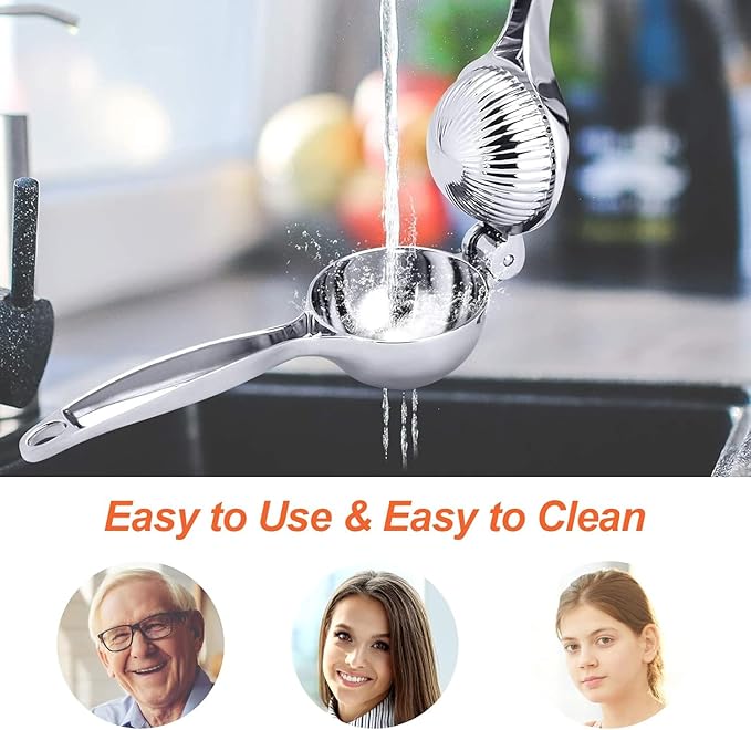 Stainless Steel Lemon Squeezer - Manual Citrus Juicer with Grater - Ideal for Lemons, Limes & More