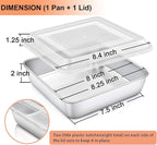 TeamFar Square Cake Pan with Lid (1 Pan & 1 Lid), 8 Inch Square Stainless Steel Baking Tray Cake Brownie Tin For Meal Prep Storage Transporting Food, Healthy & Sturdy, Dishwasher Safe