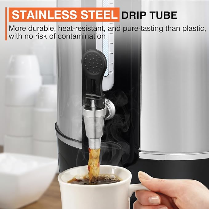 Commercial Coffee Urn 50 Cups（12L, Stainless Steel Large-Capacity Coffee Maker for Catering, Events, Offices & Restaurants, Fast Brew & Keep Warm Function