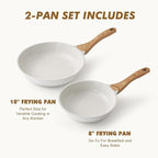SENSARTE Nonstick Frying Pan Skillets, White Ceramic Coating Omelette Pans, Healthy Cookware Chef's Pan, Free of PTFE & PFAS (8+10 Inch)