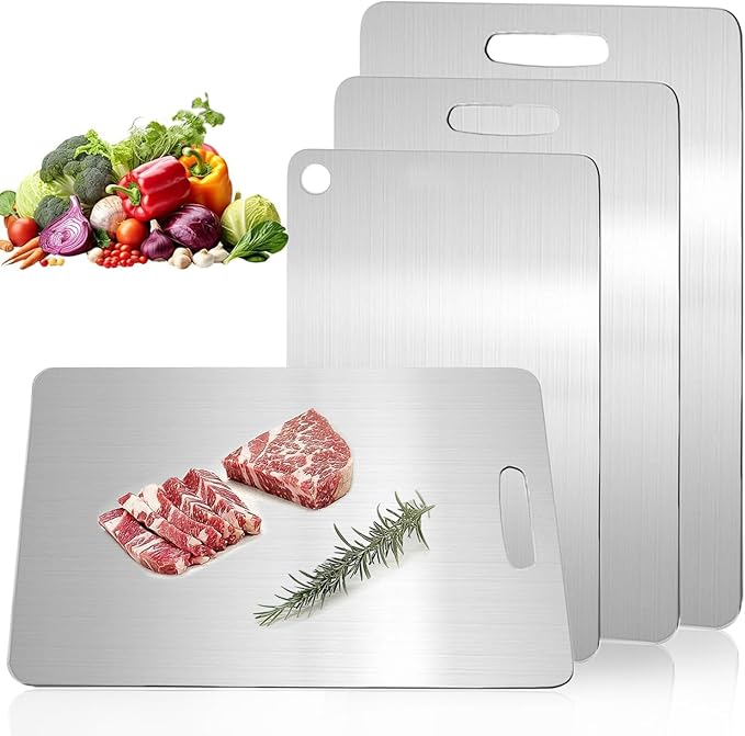 Titanium Cutting Boards for Kitchen,Katuchef Titanium Cutting Board,Non toxic Doubld-Side Available Chopping Boards, Easy to Clean and Store(3PCS-S+M+L)