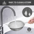 Walfos Large Fine Mesh Strainer 9.35" & 7.8", Stainless Steel Mesh Sieve with Sturdy Handle, Kitchen Metal Food Strainers for Quinoa, Rice, Pasta, Fruits, Vegetables, etc., Set of 2