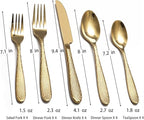 Gold Hammered Silverware Set, 20 Piece Stainless Steel Heavy Duty Flatware Set for 4, Food-Grade Tableware Cutlery Set for Home Restaurant, Mirror Polished, Dishwasher Safe