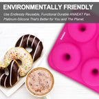 Anaeat 3 Pack Donut Pan Silicone Baking Mold, Just Pop Out! Non-Stick Doughnuts Baking Pans BPA Free for 6 Full-Size Donuts, Muffin, Cake Biscuit Bagels - Oven & Dishwasher Safe (Multicolor)