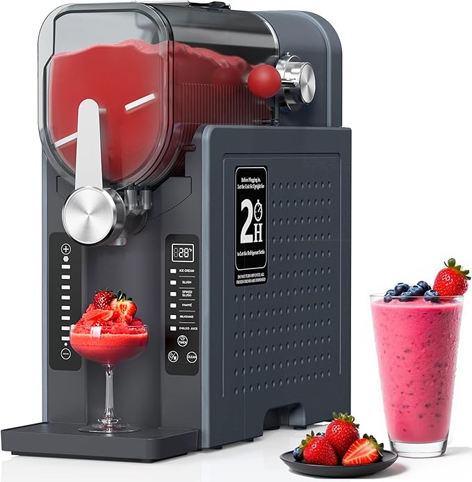 Slushie Machine, Slushy for Home No Ice Need, Professional Frozen Drink Maker & Margarita Machine, 6 Presets for Milkshakes, Frappés, Slush, Ice Cream, Large Capacity. Black