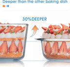 NUTRIUPS 2.6QT Deep Glass Baking Dish with Lid,（9×7in ）Deep Rectangular Glass Baking Dish for Oven