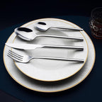 24 Piece Silverware Set For 6 Heavy duty 18/10 Stainless Steel Flatware Set Modern Design Knife/Fork/Spoon Mirror Polished Dishwasher Safe Cutlery Set with Gifts