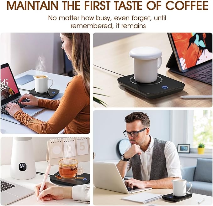 Misby Mug Warmer, Coffee Cup Warmer with Auto Shut Off, Gravity-Induction Coffee Warmer for Desk Use, Coffee Mug Warmer for Coffee Lovers Gift Keep Beverages Coffee Warmer (Black)