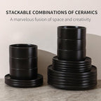 GZG Ceramic Cereal Bowls Set of 4,6 Inch Stoneware Soup Bowls,Dishwasher and Microwave Safe,Stackable,Scratch Resistant for Oatmeal,Fruit,Salads and Rice(Matte Black)