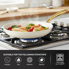 Gotham Steel 15 Pc Ceramic Cookware Set, Ceramic Pots and Pans Set Non Stick with Cooking Utensils and Steamer, Non Toxic PFOA PFOS Free, Premium Gold Stay Cool Handles, Oven & Dishwasher Safe