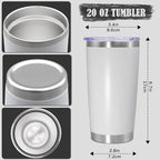 20 oz Tumbler Coffee Tavel Tumblers Bulk with Lid Stainless Steel Double Wall Vacuum Insulated Mug Powder Coated Cups fit Car Cupholder for Hot and Cold - White, 4Pack
