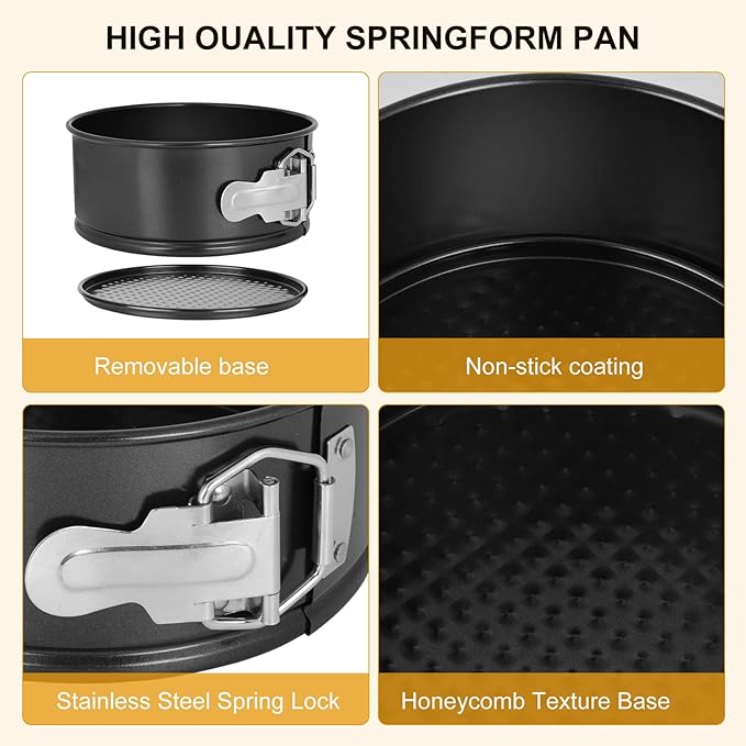 4pcs 6 inch springform pan，spring form pan for cheesecake with a detachable bottom，cake molds suitable for baking kitchens（black）