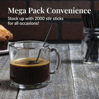Prestee Plastic Coffee Stirrers, 2000ct, 5" - Plastic Straws, Drinks and Coffee Stir Sticks, Cocktail Swizzle Sticks, Disposable Stir Stick, Drinking Straws for Cocktails (Black)