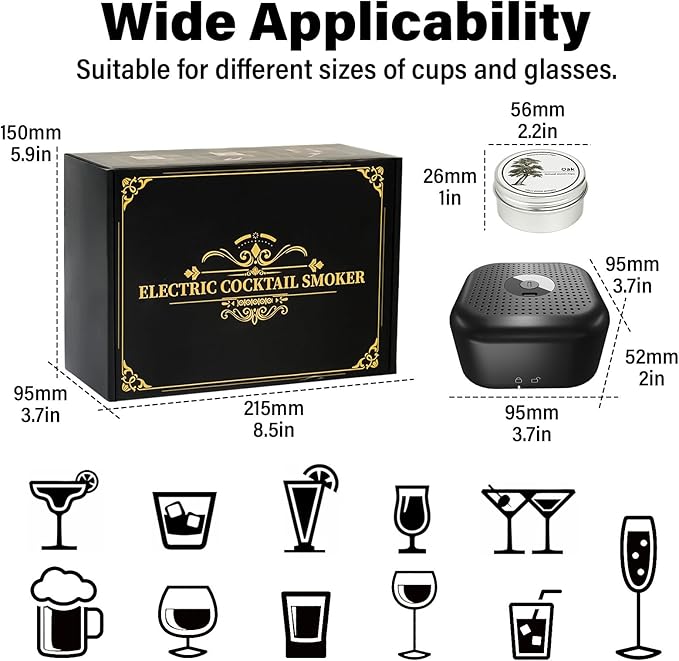 Gezen Electric Whiskey Smoker Kit with 6 Flavors Wood Chips, Rechargeable Cocktail Smoker Kit Built-in Lighter, Instant Smoke for Bourbon, Drinks and Food, Christmas Birthday Gifts for Men Dad Husband