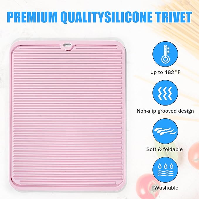 Silicone Trivet Mat Extra Large Heat Resistant Non-Slip Pot Holder Multi Purpose Kitchen Hot Pad for Hot Dish Mat Utensil Drying Rack 14.2"×11 "