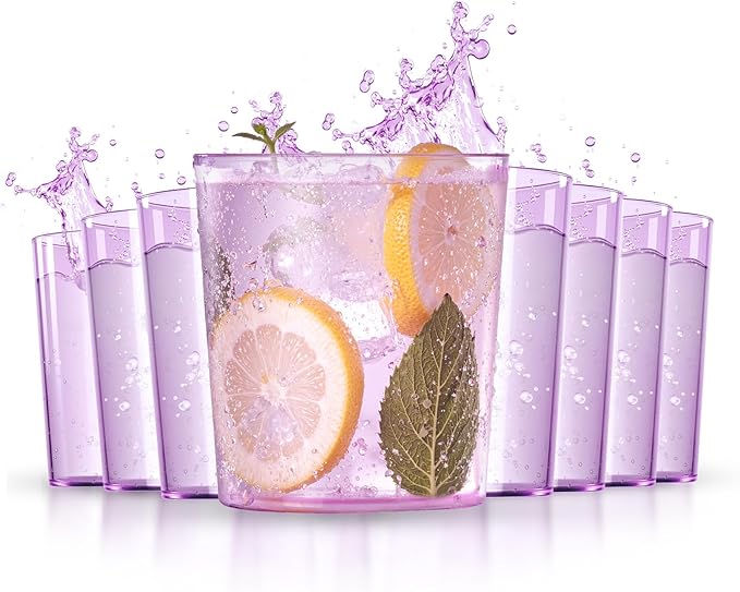 Liacere Plastic Drinking Glasses (Set of 12) 14 oz Purple Plastic Glasses Colors，Kitchen Water Glasses Cup, Bar Tumbler Glassware Set for Beer, Juice, Cocktail, Whiskey, Milk