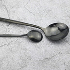 JASHII Black Flatware Serving Set 24 Piece, Stainless Steel Silverware Set, Titanium Black Cutlery, Modern Elegant Tableware for Party, Christmas, Dinner