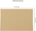Croissant Brown Placemats Set of 6, Cotton Ribbed Tabletop, Non-Slip Wrinkle Free Kitchen Table Mats for Dining Table, 13x19 Inch