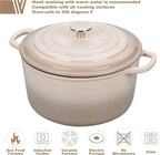 Enameled Cast Iron Dutch Oven Pot with Lid, for Sourdough Bread Baking, Round Dutch Ovens, 6 Quart, Latte