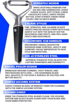 DALSTRONG Razor VX - Y Peeler - High Carbon Stainless Steel - Non Slip G10 Handle - Fine, Serrated & Julienne Blades Set - Premium Vegetable, Fruit, Potato Peeler for Kitchen