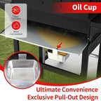 Griddle Grill Combo, Propane Gas and Charcoal Grill Combo, Outdoor BBQ Grills, 4 Burner Propane Stove with Griddle, Cast Iron Grates, Side Burner & Prep Space