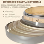 Bamboo Steamer Basket, Stainless Steel Reinforced Rim, 12-Inch 2-Tier Steamer for Cooking, 50 Liners Chopsticks Sauce Dish Dumpling Makers, Steaming Asian Food Bao Buns Dim Sum Rice Veggies Steam Pot