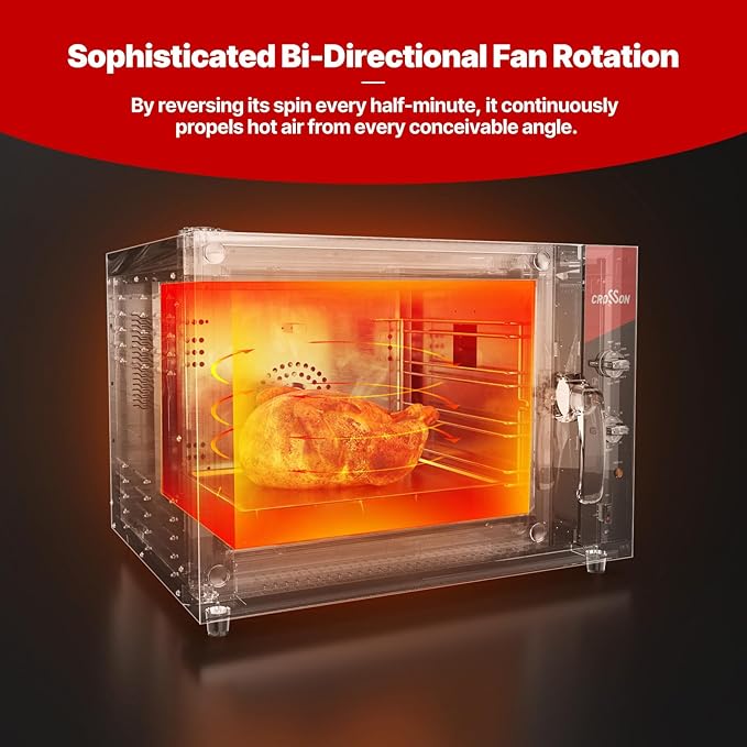 CROSSON 68L Half-Size Convection Oven,4-Tier Commercial Toaster oven w/Front Glass Door,4 set of Trays&Wire Racks,60 Minutes Timer and Interior Light, 120V/1800W Countertop Conventional Oven